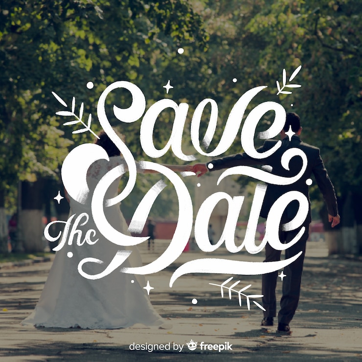 Free Vector save the date lettering on wedding image