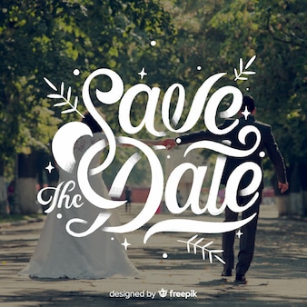 Save the date lettering on wedding image