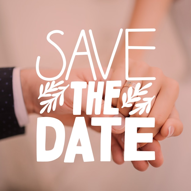 Save the date lettering with photo theme