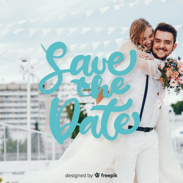 Save the date lettering with photo