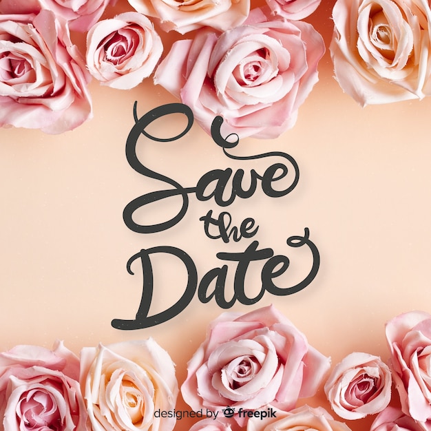 Free vector save the date lettering with photo