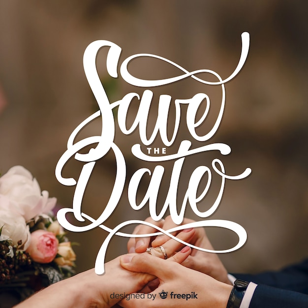 Save the date lettering with photo