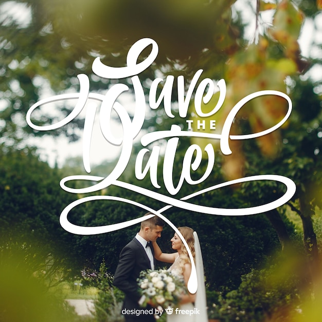 Save the date lettering with photo