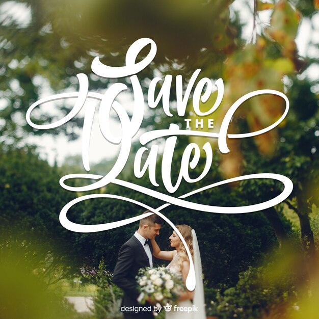 Save the date lettering with photo