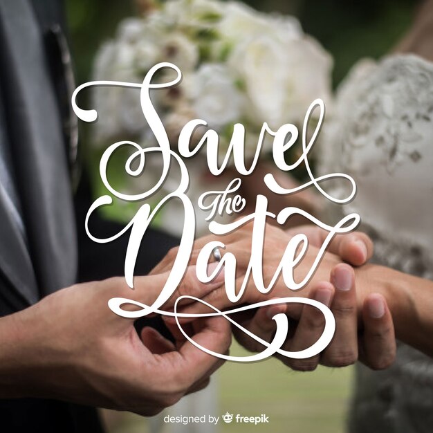 Save the date lettering with photo