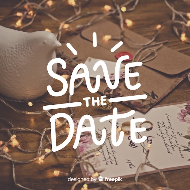 Save the date lettering with photo