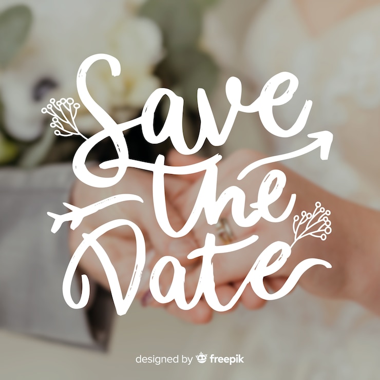 Free Vector save the date lettering with photo