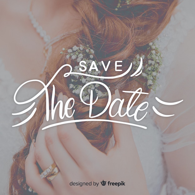 Save the date lettering with photo