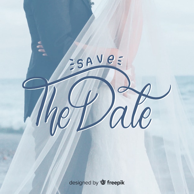 Save the date lettering with photo