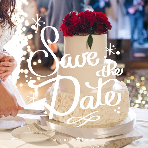 Save the date lettering with photo