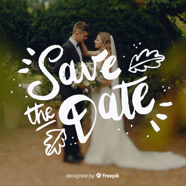 Save the date lettering with photo