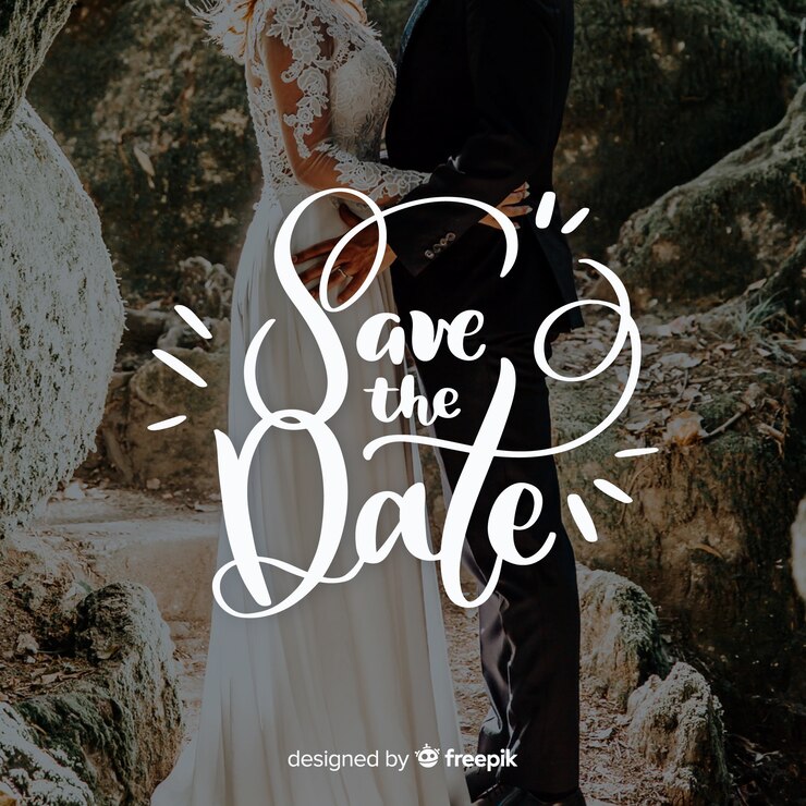 Free Vector save the date lettering with photo