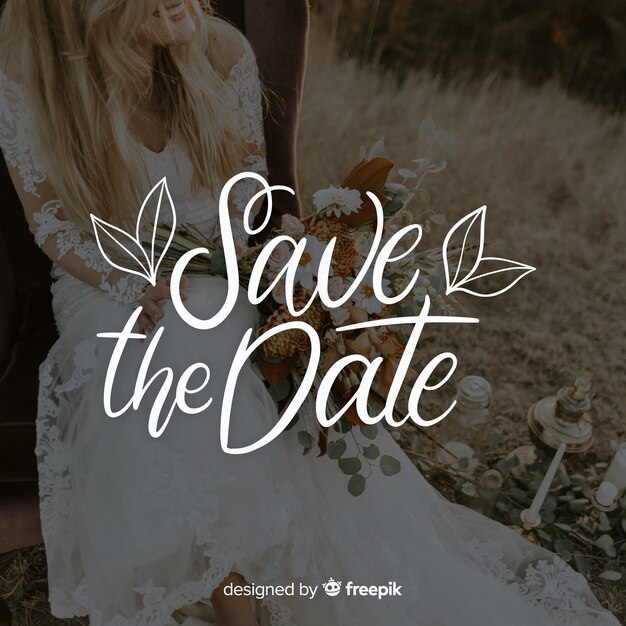 Save the date lettering with photo