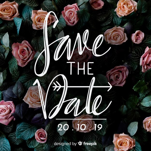 Save the date lettering with photo