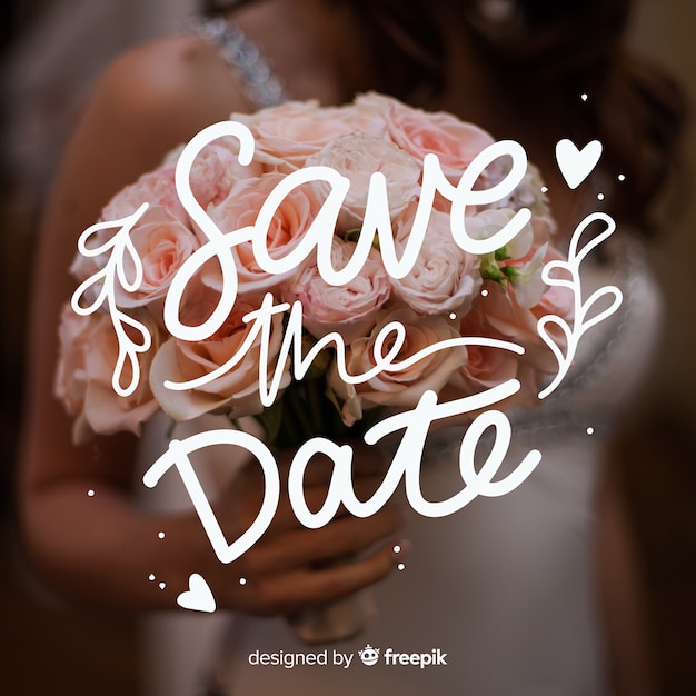 Save the date lettering with photo