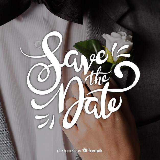 Save the date lettering with photo