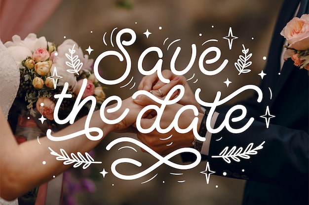 Save the date lettering with photo