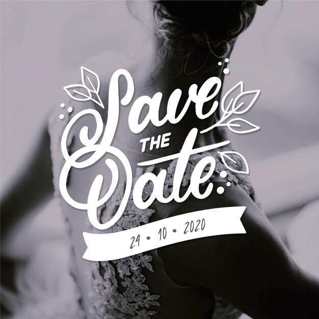 Save the date lettering with photo