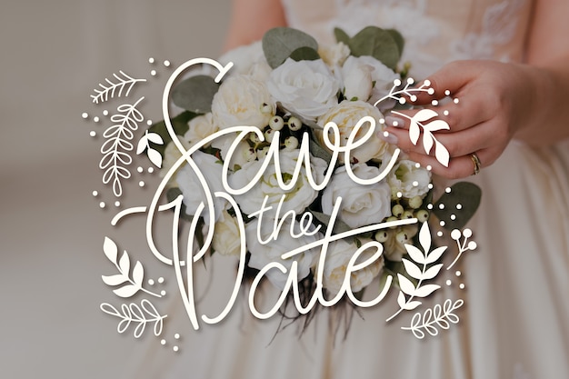 Save the date lettering with photo