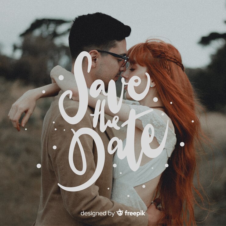 Free Vector save the date lettering with photo