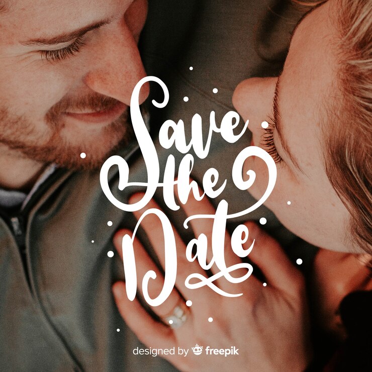 Free Vector save the date lettering with photo