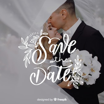 Save the date lettering with photo