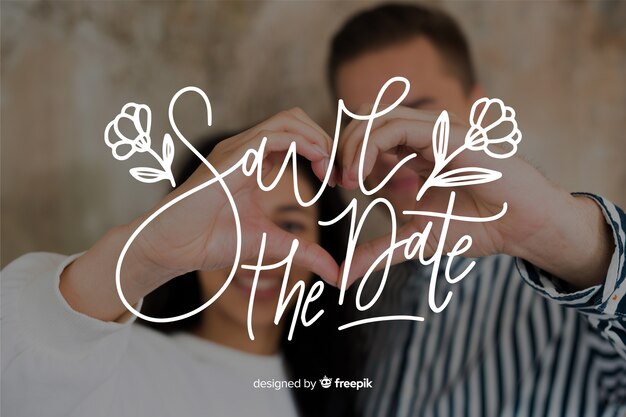 Save the date lettering with photo