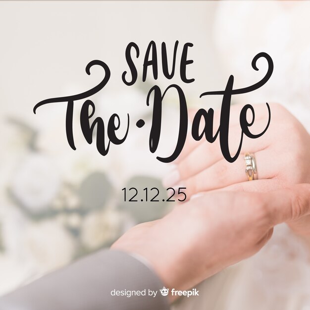 Save the date lettering with photo