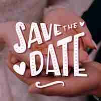 Free vector save the date letteting with photo