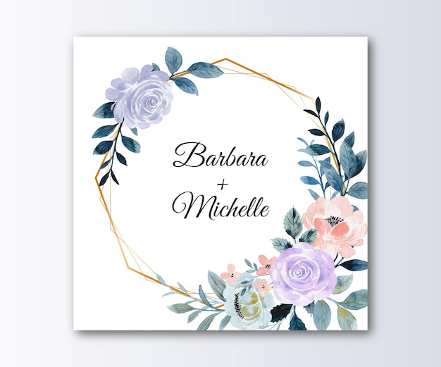 Save the date Rose flower wreath with watercolor