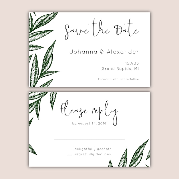 Save the date and rsvp cards set