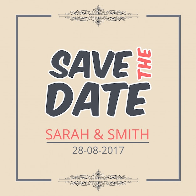 Free vector save the date template with creative lettering