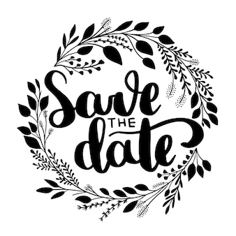 Save the date text lettering