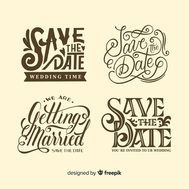 Save the date vintage design for lettering collection