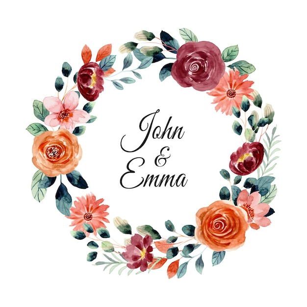 Save the date watercolor floral wreath