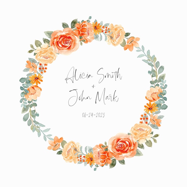 Save the date watercolor floral wreath