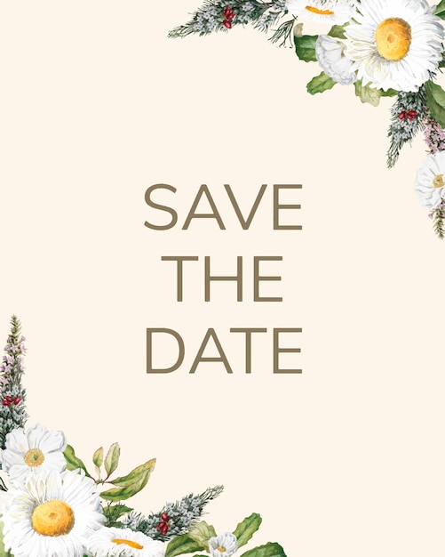 Free vector save the date wedding invitation mockup card vector