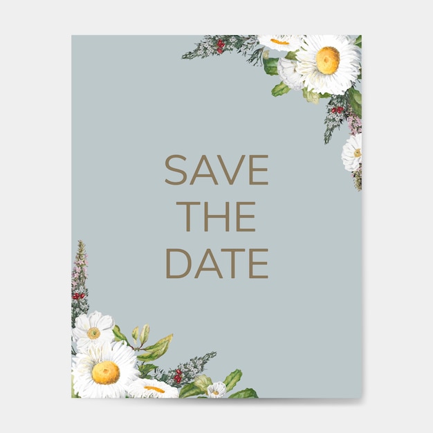 Free vector save the date wedding invitation mockup card vector