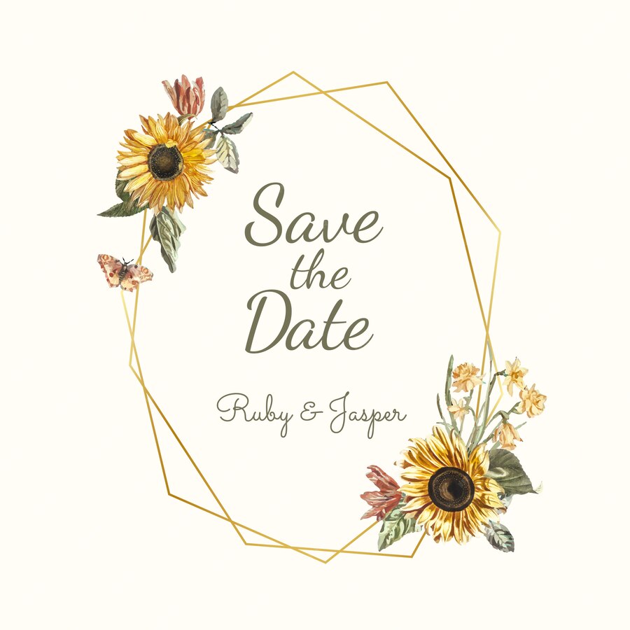 Free Vector | Save the date wedding invitation mockup vector