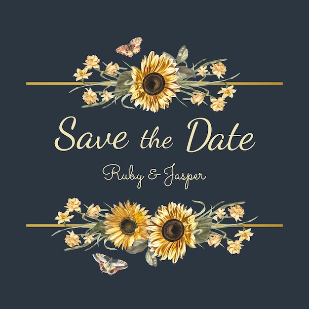 Free vector save the date wedding invitation mockup vector