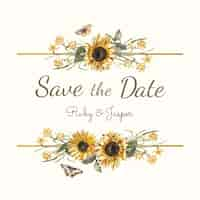 Free vector save the date wedding invitation mockup vector