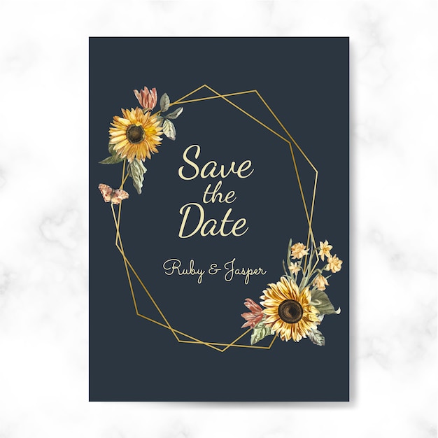 Free vector save the date wedding invitation mockup vector