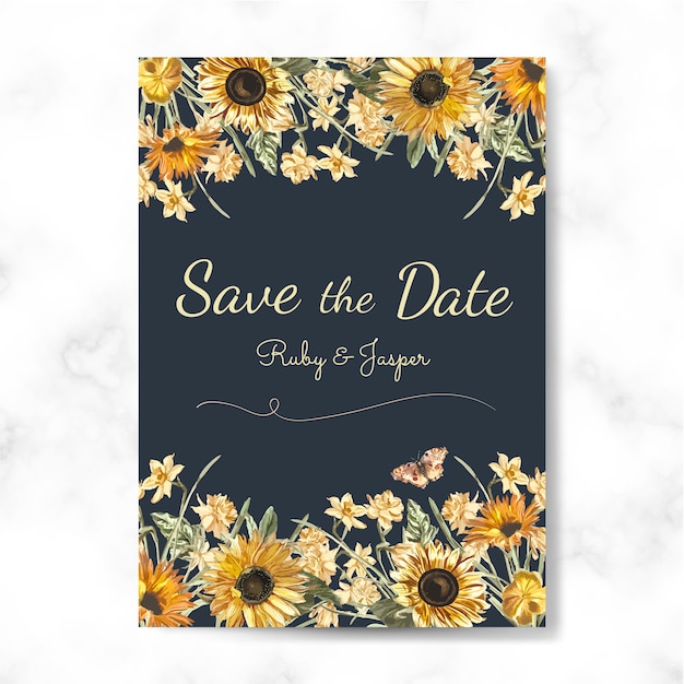 Free vector save the date wedding invitation mockup vector