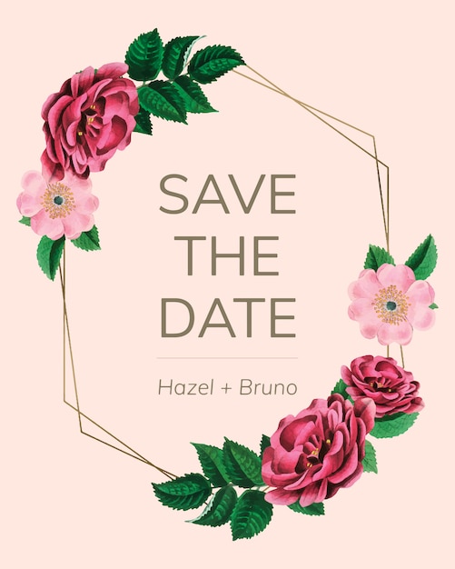 Save the date wedding invitation mockup