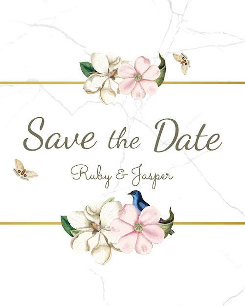 Save the date wedding invitation mockup