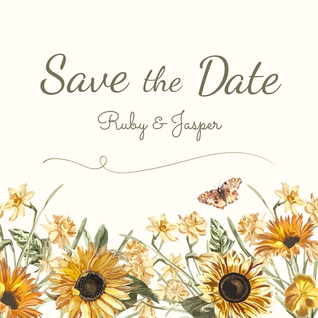 Save the date wedding invitation mockup