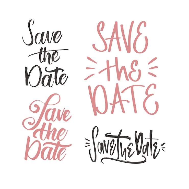 Free Vector save the date wedding lettering collection