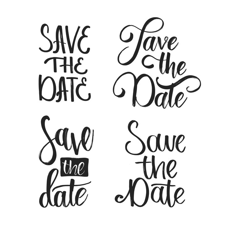 Free Vector save the date wedding lettering collection