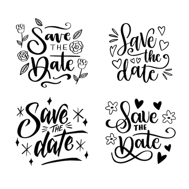 Save the date wedding lettering collection