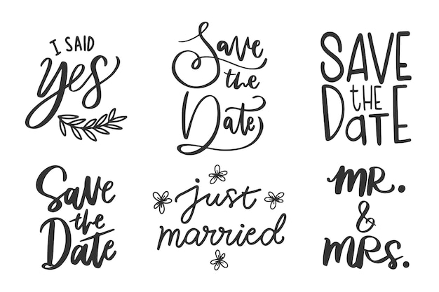 Free vector save the date wedding lettering